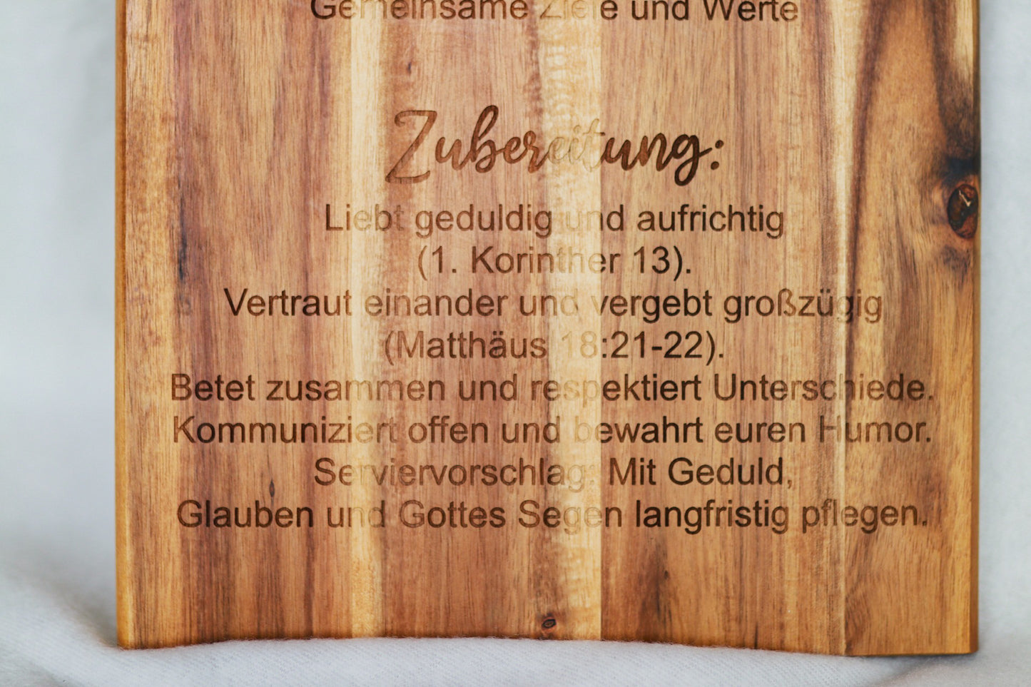 Schneidebrett personalisiert - Das Liebesrezept-