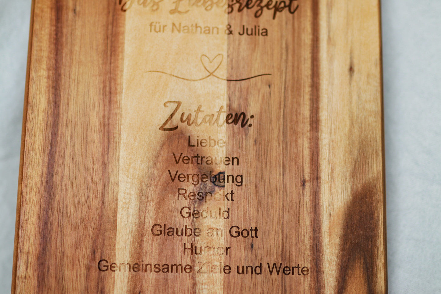 Schneidebrett personalisiert - Das Liebesrezept-
